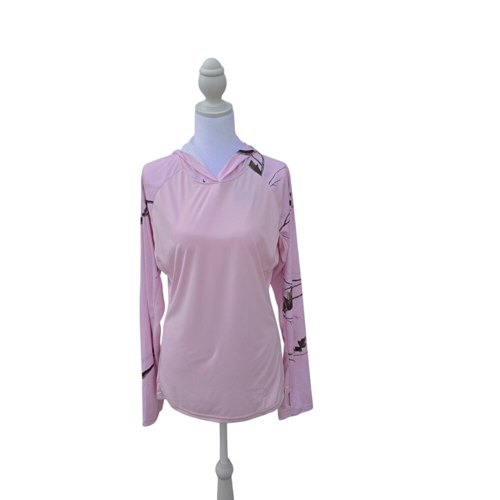 Women's LOOGU Pink Outdoor Hoodie UPF 50+ Sun Protection Large Camo Accents